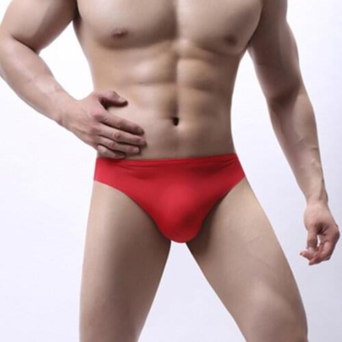 New sexy mens panties, ultra-thin ice silk seamless mens briefs, comfortable, breathable and quick-drying mid-waist mens swim
