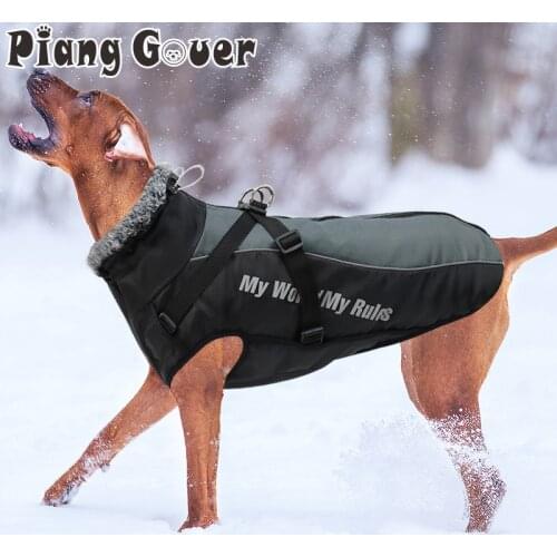 Large Pet Clothes Winter Warm Cotton Dog Coat Harness For Medium Big Dogs French Bulldog Dog Clothes Dog Jacket Vest