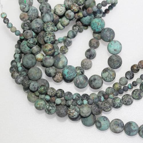 Bulk Wholesale Natural Stone Matte African Turquoises Beads Round Loose Beads for Jewelry Making Bracelet DIY 4 6 8 10mm