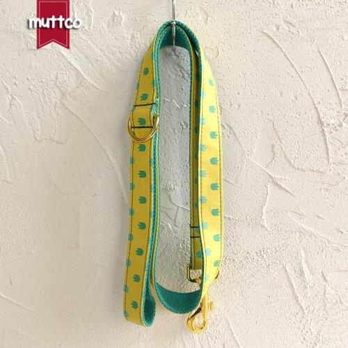MUTTCO retailing self-design green personalized handmade dog collar THE DINOSAUR FOOTPRINTS 5 sizes dog leash UDC052B