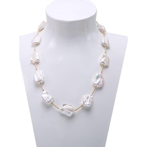 Hand knotted 55cm natural white purple baroque alien pearl necklace fashion jewelry