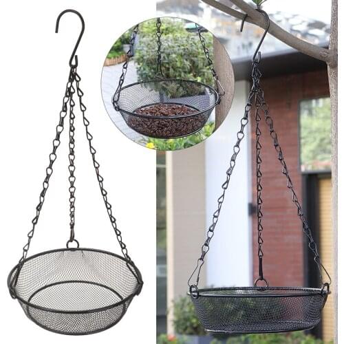 Hanging Wild Bird Feeder Metal Mesh Tray Nuts Seeds Fatballs Feeding Dish Iron Plate Bird Supplies With Hanging Chain