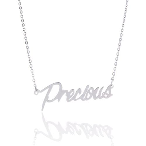 Silver English Name Necklace Customized Nameplate Birthday Stainless Steel Engraving Gift Personalized Jewelry