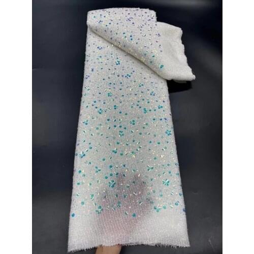 Latest African Mesh Lace Fabric With Sequins French Soft Mesh Lace Fabric Nigeria Shiny Plush Net Lace For Wedding Party 5 Yards