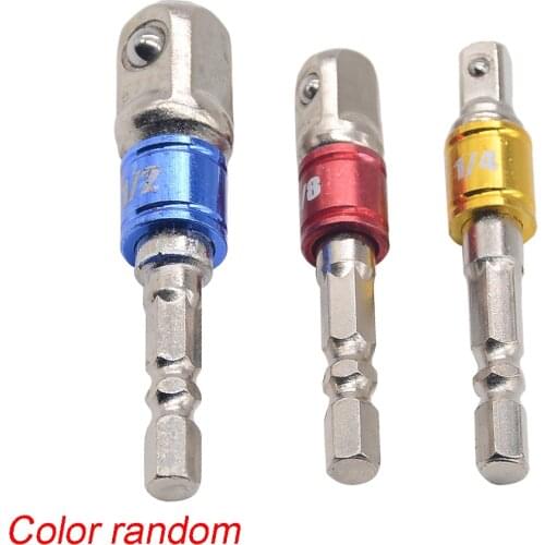 3pcs Hex Drill Power Bit Socket Drive Adapter extension Set 1/4" 3/8" 1/2" Socket Bit Adapter Hex Shank With Fixed Collar Rings