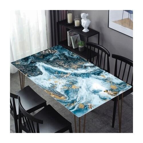 Nordic PVC Tablecloth Coffee Table Mat River Pattern Table Cover Oil Cloth Soft Glass Plastic Mat For Home Decor Free Shipping
