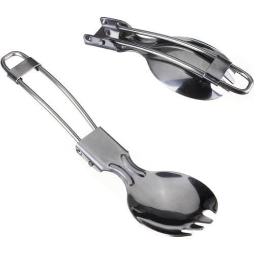 Picnic camp travel flatware cutlery tableware cookware outdoor utensil fold spoon portable stainless steel Spork fork backpack