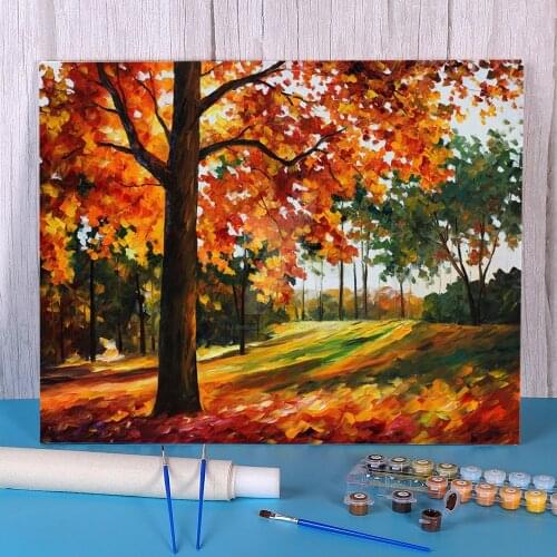 Freedom Autumn Park Paint By Numbers Complete Kit Oil Paints 40*50 Paiting By Numbers Decorative Paintings For Children Art