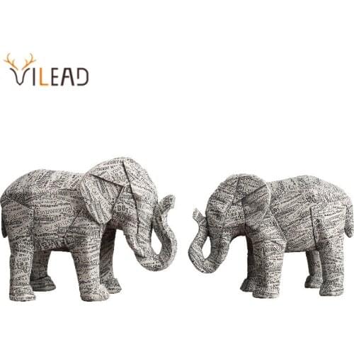 VILEAD 20cm Simple Elephant Statue Ornament Nordic Creative Model Home Decoration Accessories Geometric Origami Animal Figurines