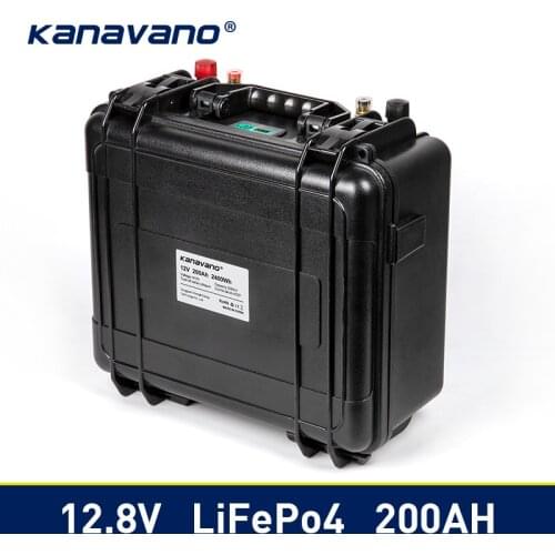 Waterproof 12v 200Ah Lifepo4 Battery Pack Built-in BMS 12.8V for Campers Power Supply EV Solar Storage Motorhome Solar Storage