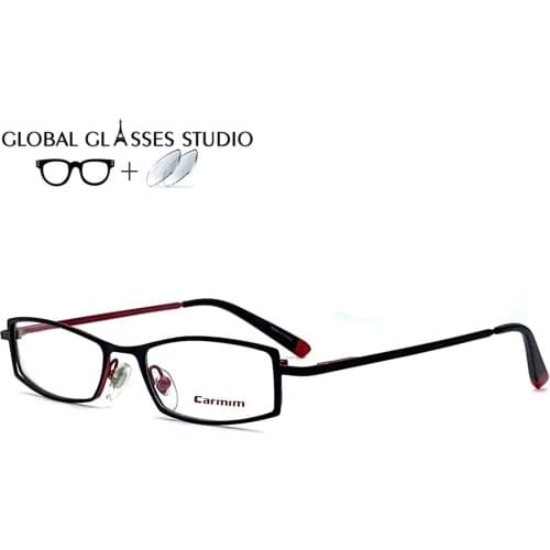 Women Metal Glasses Frame Eyewear Eyeglasses Reading Myopia Prescription Lens 1.56 Index 0001-BLACK/RED