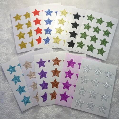 0.75inch - 3inch Multi size Glitter star Wall Stickers - Multi Glitter colors options