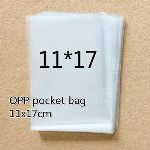 100pcs Clear Cellophane Bags 11x17cm Transparent Opp cosmetic Clear plastic packing bag gift bags candy tools flat pocket