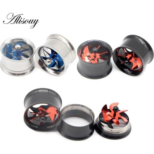 Alisouy 2Pcs Screw Propeller Ear Tunnel Stainless Steel Plugs Windmill ear Gauge Flesh Piercing Punk Jewelry Ear Reamer Expander