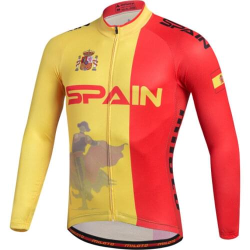 2021 Spain Pro Long Sleeve Cycling Jersey Men Full Sleeve Cycles Shirt Wear Team Ropa De Ciclismo Long Bike Jersery