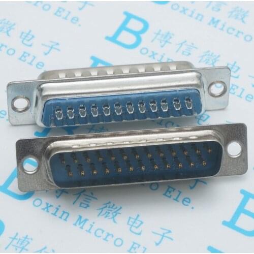 25pcs DB25 male wire public seat two rows of U-shaped foot 25 pin straight pins on wire connector DIY for computer