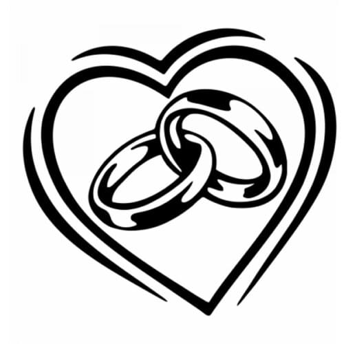 30x27cm Romantic Heart And Ring Design Wedding Car Sticker Trunk Diamond Married Rear windshield Car Decals Waterproof CL257