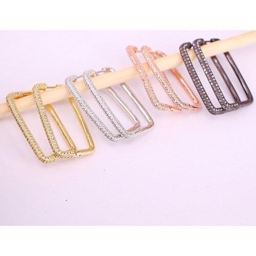 4Pair Trendy Women Earrings Gold/Black Color Metal Geometric Hoop Earrings Statement Earring