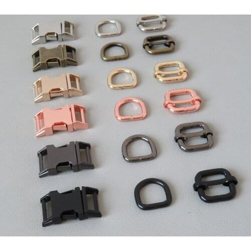 50Sets/Pack Wholesale Metal D Ring Buckle Adjuster Slider Bag Paracord Backpack Straps Belt Loop Plated Nickle Strong Hardware