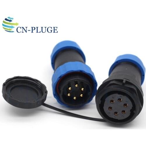 SP28 6 pin Waterproof Wire Connector Docking Plastic LED Power Connectors 28mm Panel mount Plug & Socket Male And Female IP68
