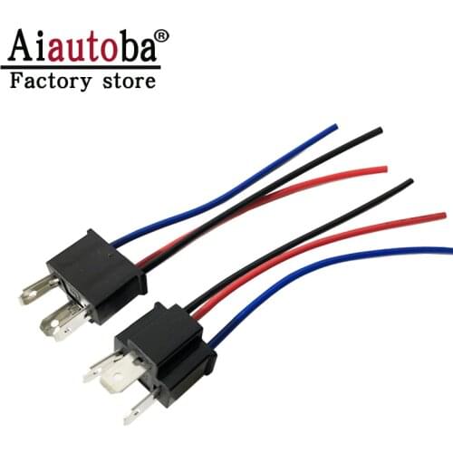 Aiautoba H7 H4 HB2 9003 Male Socket For LED Replacement Headlight Connector Wiring Harness Conversion Kit H7 Male Wiring Harness