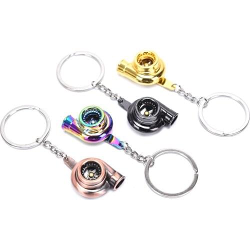 Real Whistle Sound Turbo Keychain Sleeve Bearing Spinning Auto Part Model Turbine Turbocharger Key Chain Ring Keyfob Keyring