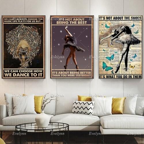 Being Better Than You Were Yesterday Canvas, Ballet Print Art, Music Vintage Poster, Strong Girl Poster Home Decor, Wall Art
