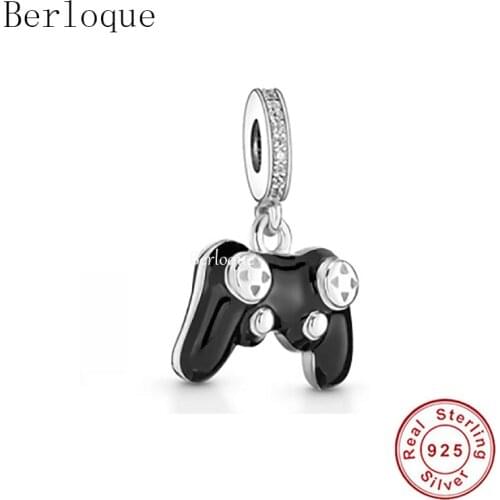 Berloque Black Dangle Charms Fit Silver Charm Bracelet Necklace Jewelry DIY Sterling Silver 925 Video Game Controller Shape Bead