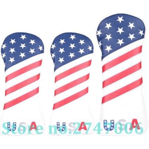 3pcs USA Stars and Stripes Golf Club Driver Fairway Wood Head Covers 1 3 5 Wood Covers