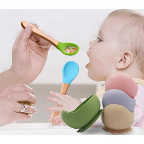 9 Colors Creative Baby Bowl Multifunctional Easy to Clean Baby Silicone Bowl and Spoon Set Minimalistic Kids Tableware
