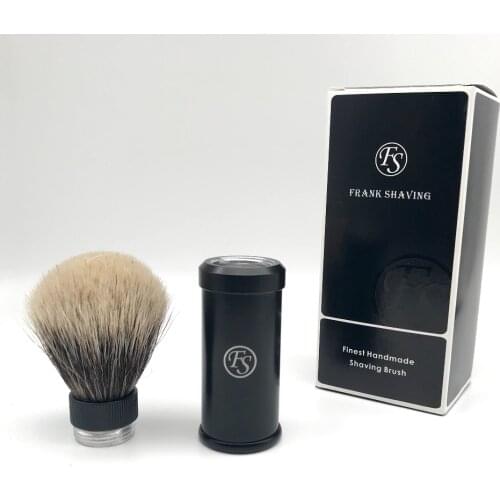 11.11 "FS"-21mm Black Aluminum Travel Shaving Brush, Finest Badger hair with black handle FREE SHIPPING