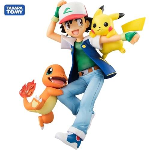 Pokemon Toy Ash Ketchum with Pikachu Charmander Action Figure Collection Toy Computer Decoration Decoration Boy Birthday Gift