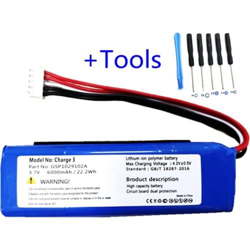 100% High quality New 6000mAh Charge 3 Battery GSP1029102A for JBL Charge 3 battery