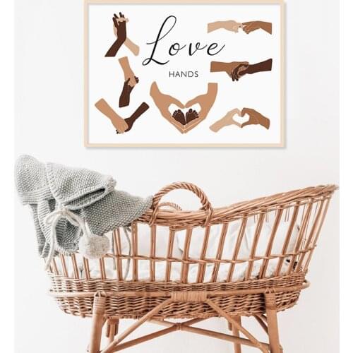 Boho Love Hands Canvas Paintings Nursery Baby Poster Print Wall Art Pictures for Childrens Bedroom Interior Home Decoration
