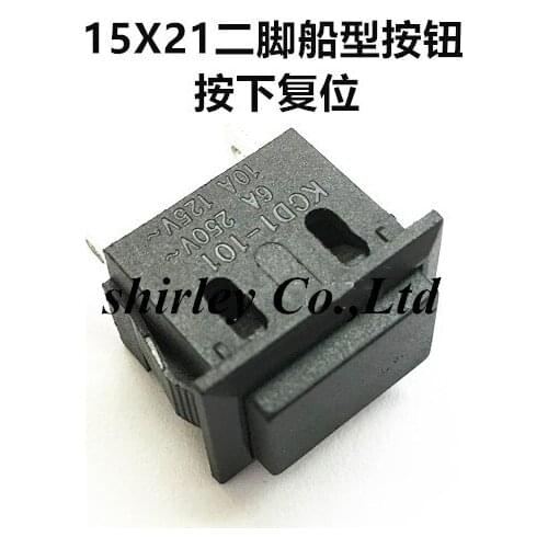Push Button Switch 15x21mm SPST 2Pin 6A 250V 10V 125V KCD1-101 Snap-in On/Off Boat Rocker Switch 15MM*21MM Black