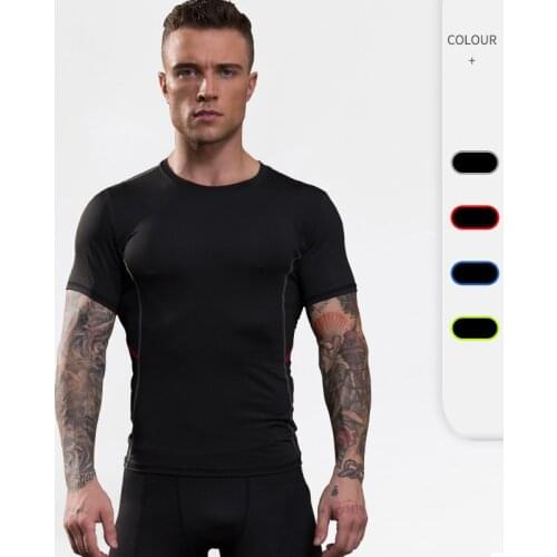 Compression T-Shirt Men Running Workout Fitness Shirts Quick Dry Sweat Sportswear Short Sleeve Bodybuilding Gym Jogger Clothing