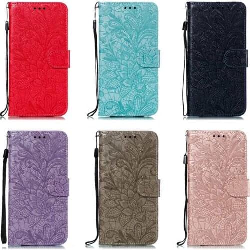 Lace Wallet Leather Case For Iphone 11 XS MAX XR X 8 7 For Galaxy S20 S10 S10e A50 A70 A20E Datura Imprint Flower Holder 60PCS