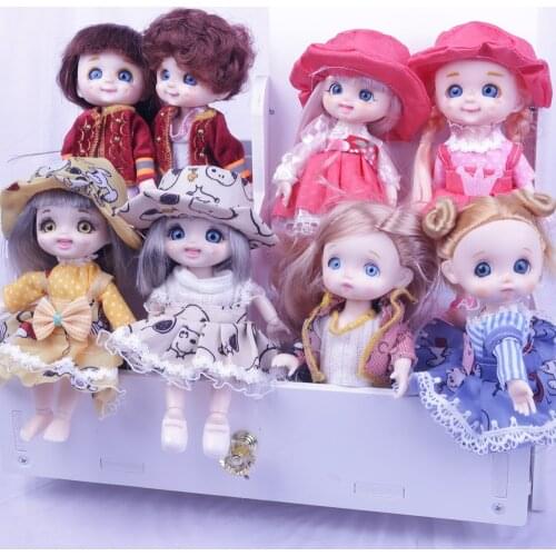 16cm Blue Eyes BJD Doll 13 Moveable Joint Dolls Dimple Freckle Face bjd Toy Little Girl Dress Up Make Up Toys Girls Gift Dolls