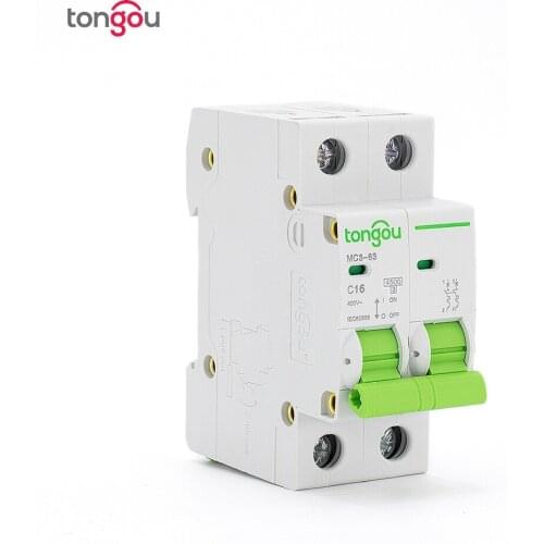 MCB AC 2P 63A 110V 220V 415V 4.5KA Curve C Miniature Circuit Breaker TOMC3-63 5 Years Warranty