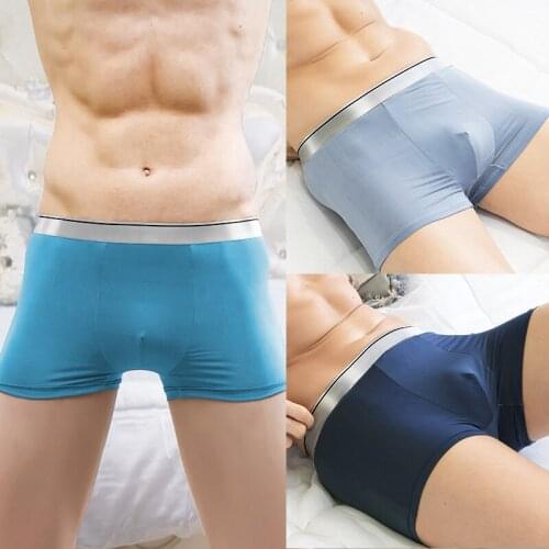 Mens Underwear Nylon Ice Silk Boxers Double Bagged High-Interest Stretch Boxer Hombre Cuecas Masculinas 10 Color L~4XL 68DS