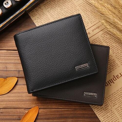 Men Vintage Genuine Leather Short Bifold Wallet Luxury Cowhide Credit Card Holder Male Retro Zipper Small Purses
