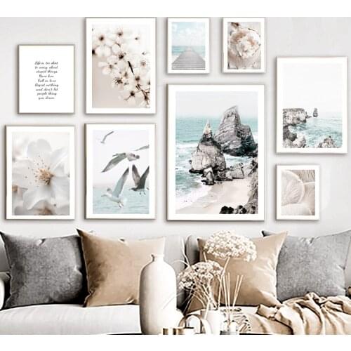 Mushroom Conch Seagull Daisy Reef Ocean Wall Art Canvas Painting Nordic Posters And Prints Wall Pictures For Living Room Decor