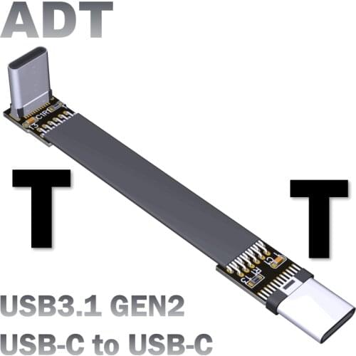 NEW FPV USB 3.1 Type-C Male USB-C FPC Ribbon Extension Cable Up/Down Angle USB Data Sync & Charge Flat Connector Adapter 10G/bps