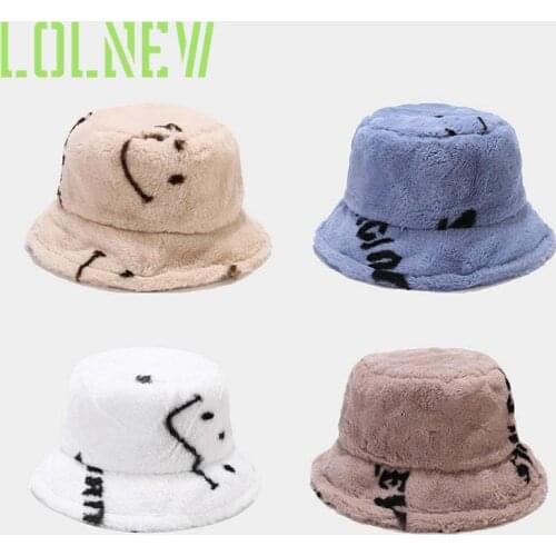 New Winter Cow Print Plush Bucket Hats for Women Tourism Outdoor Warm Hat Soft Velvet Fisherman Cap Lady Fashion Panama Present