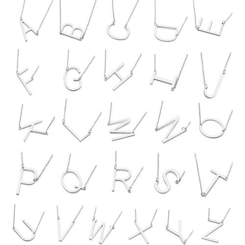 Fashion Large Letter Necklaces Alphabet Initial Pendants Necklace Gold Color Stainless Steel Choker Necklace For Women Jewelry