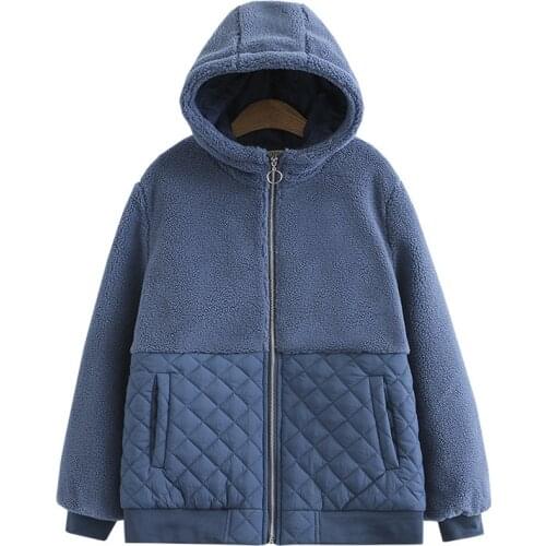 Winter Parka Women Oversize Padded Jacket Hooded Shorn Sheepskin Coat Warm Outerwear Fashion Casual Loose Clothes 2020