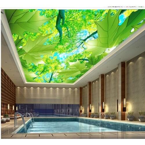 Custom 3d mural wallpaper European style Maple trees green ceiling TV background wallpaper 3d mural wallpaper