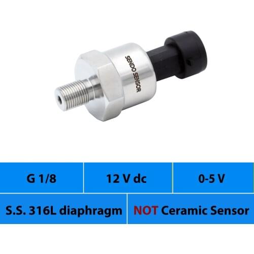 Industrial pressure sensor, 0 5V output, 100psi, 10bar, 1.2mpa, 16bar gauge, 30, 50, 75, 100, 150 psi, G1 8, AISI 316L diaphragm