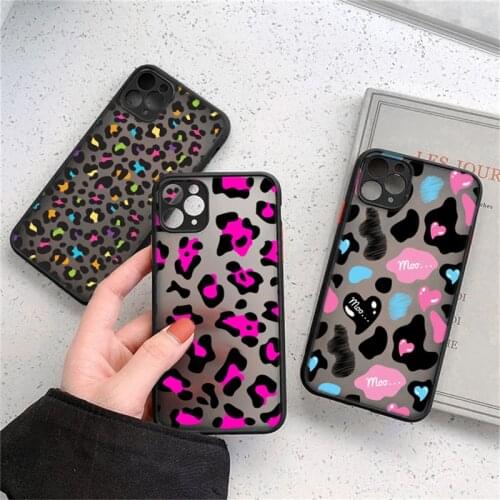 Fashion Leopard Pattern Matte Case For iPhone 12 11 Pro Max 7 8 Plus XS Max XR X 11 12 Mini SE 2020 Transparent Shockproof Cover