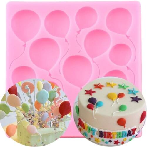 Balloons Silicone Lace Mold DIY Baby Birthday Cupcake Topper Fondant Cake Decorating Tools Candy Polymer Clay Chocolate Molds